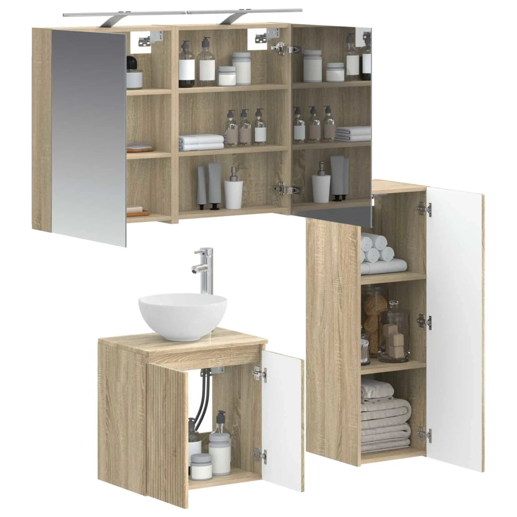 Set di mobili per il bagno 4 pz Rovere Sonoma 3407409