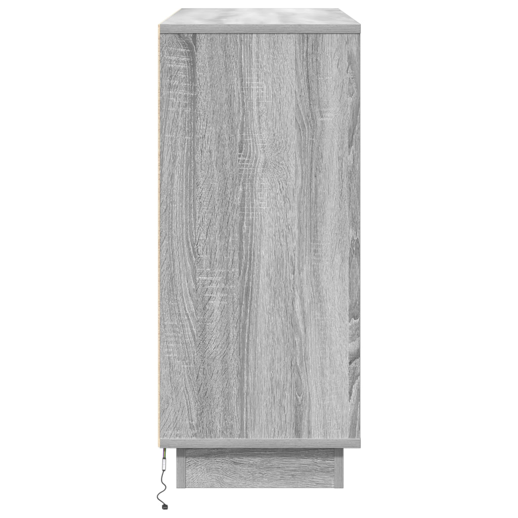 Sideboard con LED Grigio Sonoma 90x32x75 cm in Legno Ingengnerizzato