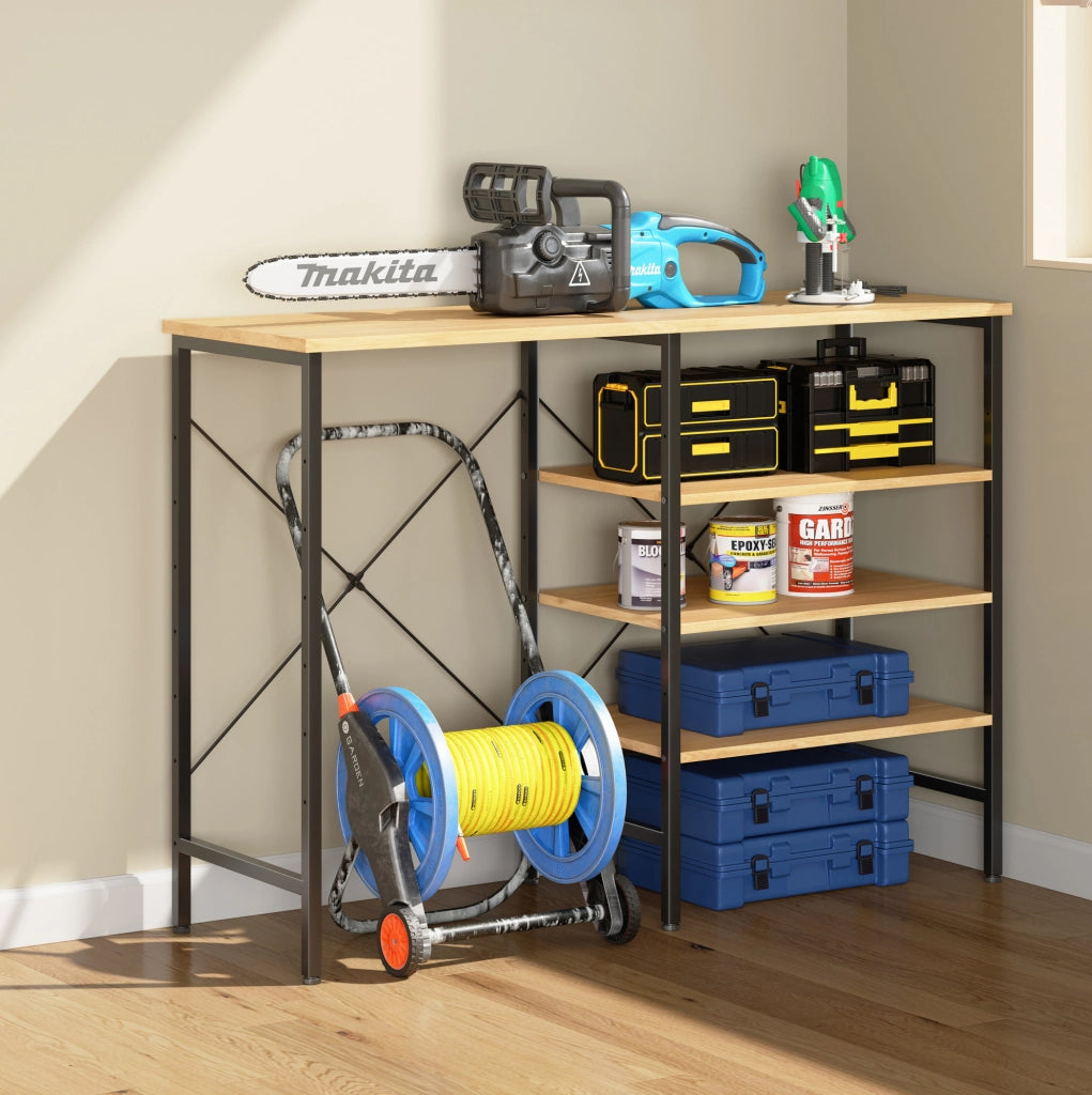Tavolo organizer modulare in MDF e metallo nero