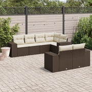 Set Divani da Giardino 7 pz con Cuscini Marrone in Polyrattan 3255150