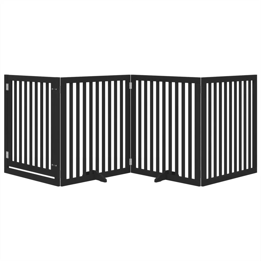 Cancello per Cani Porta Pieghevole Nero 4 Pannelli 320cm Pioppo CFW1448382