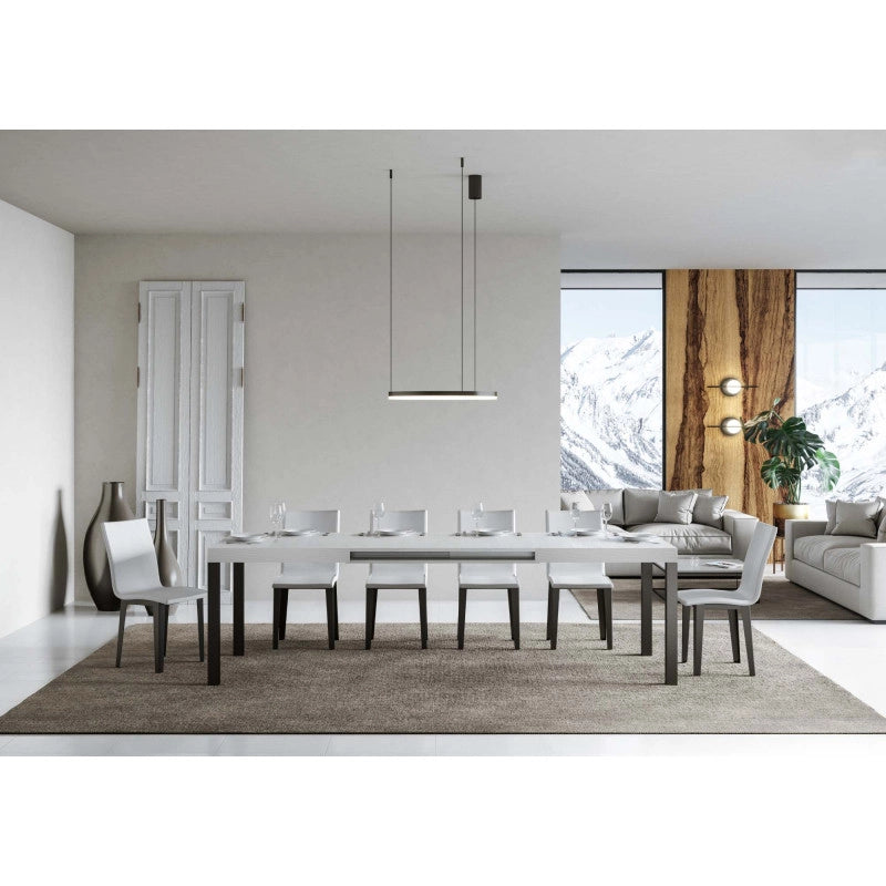 Tavolo allungabile 140/224x80cm Everyday telaio Antracite - Bianco Frassino