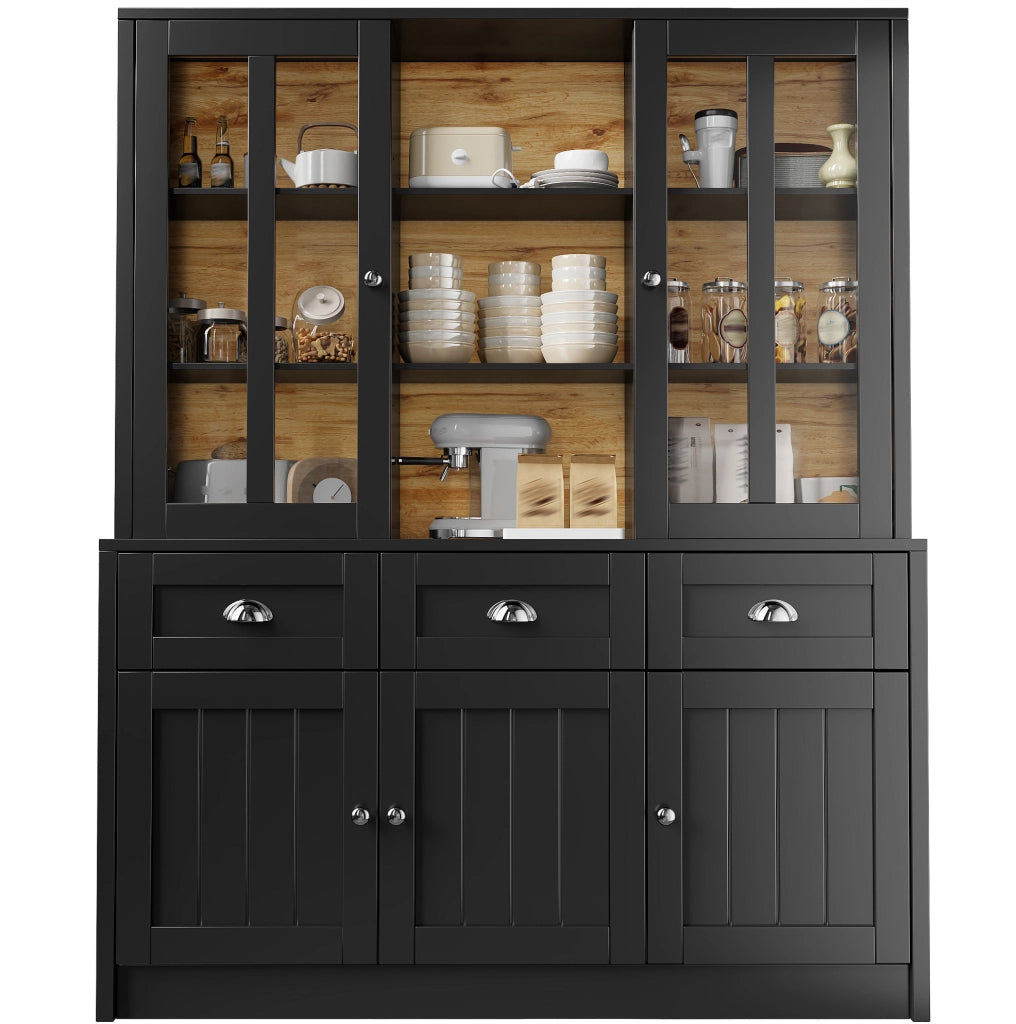Credenza alta 140 x 38,5 x 175 cm in MDF e acrilico nero