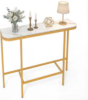 Tavolo consolle sottile, con protezione antiribaltamento, tavolo d'ingresso con gambe regolabili, tavolo da esposizione per soggiorno e corridoio, 110 x 30 x 91 cm (bianco)