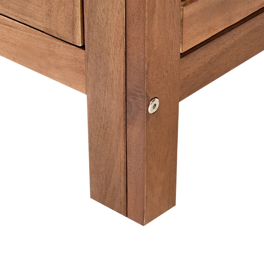 Mobile da giardino in legno di acacia a 2 ante e 2 ripiani 80 x 50 x 83 cm Piano in acciaio Marrone