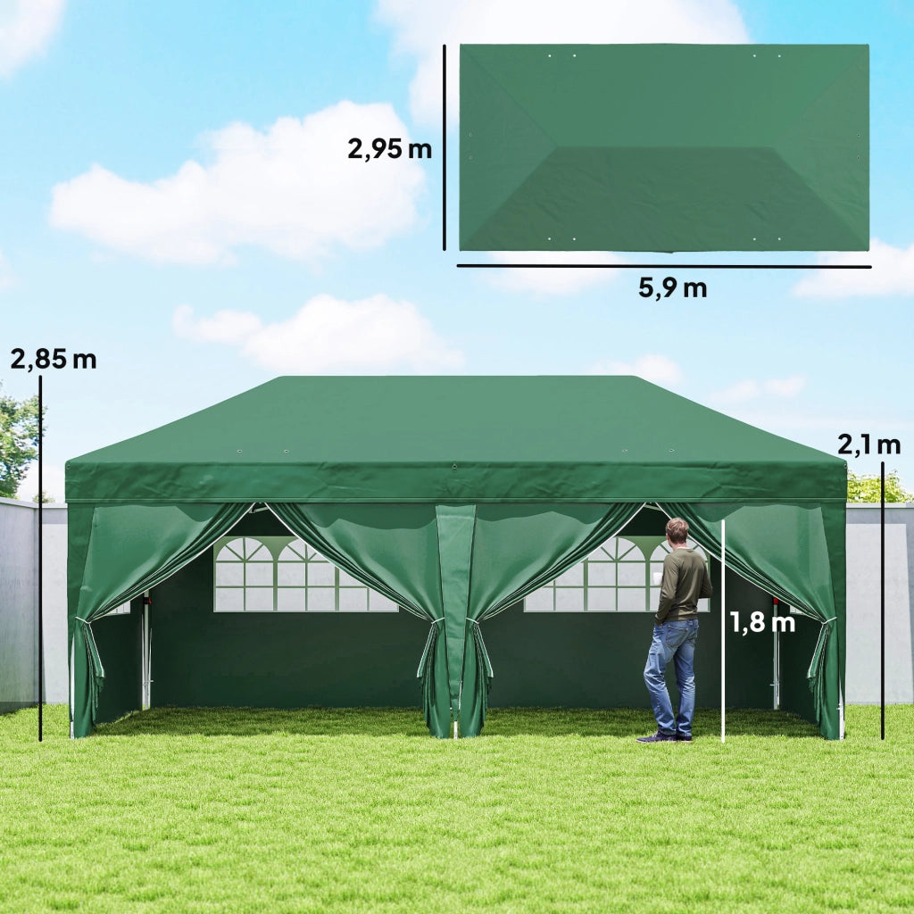Pavillon 6x3 m ¨C zephmum ¨C Pop-up, con Finestre, Porta con Zip, UV Resistente, Grigio