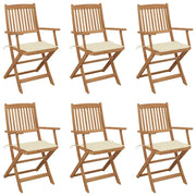 Sedie da Giardino Pieghevoli 6 pz con Cuscini Massello Acacia cod mxl 24016