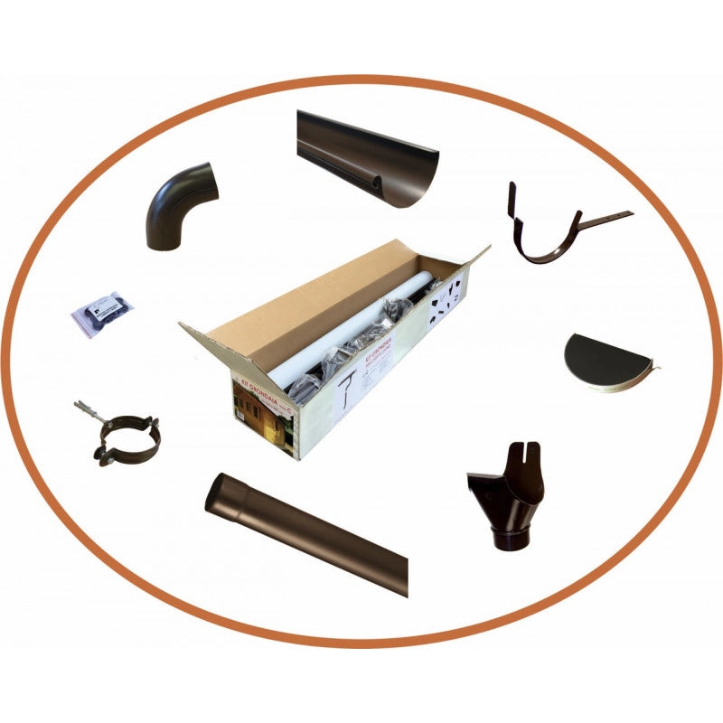 Kit grondaia in metallo per casette da giardino con falde 220-259 cm completo di accessori - Esterni da Vivere