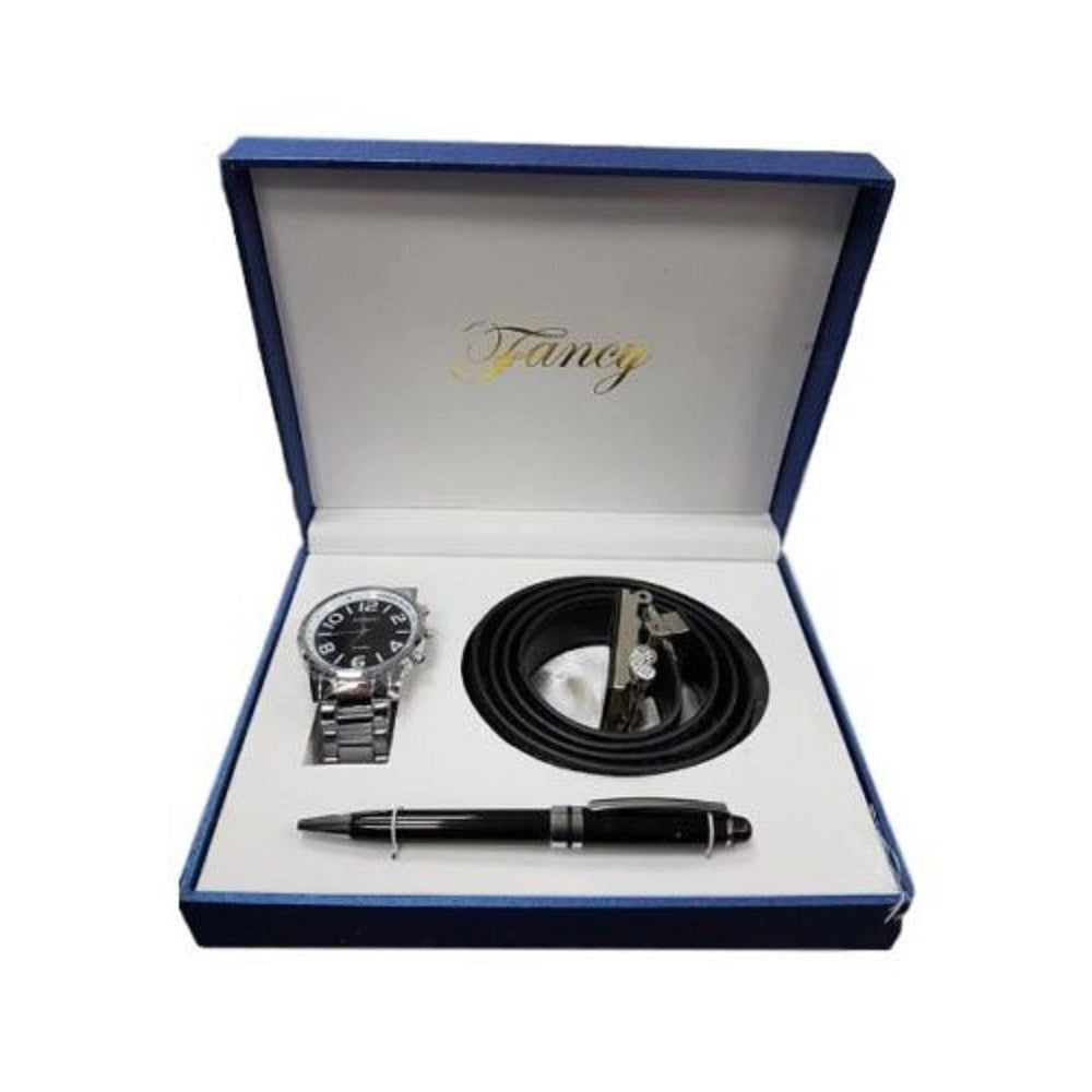 Trade Shop - Set Regalo Per Uomo Orologio Cintura Penna In Cofanetto Elegante -