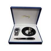 Trade Shop - Set Regalo Per Uomo Orologio Cintura Penna In Cofanetto Elegante -
