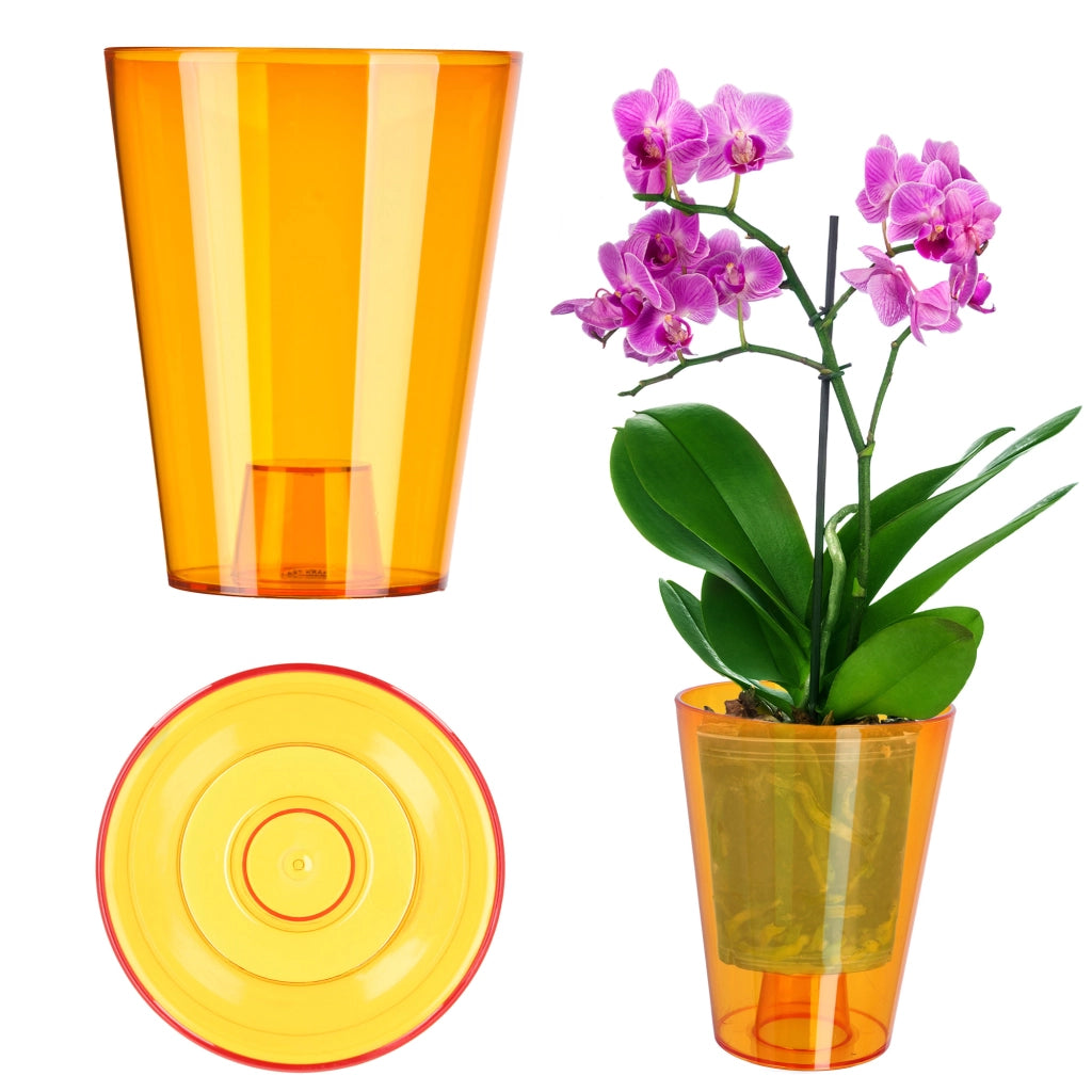 Vaso per orchidee KADAX in plastica arancione, 12 cm