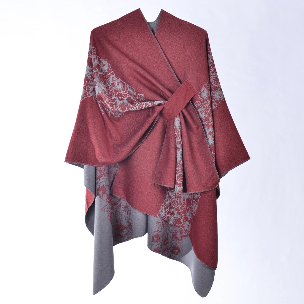 Mantella da donna in cashmere double-face con spacco