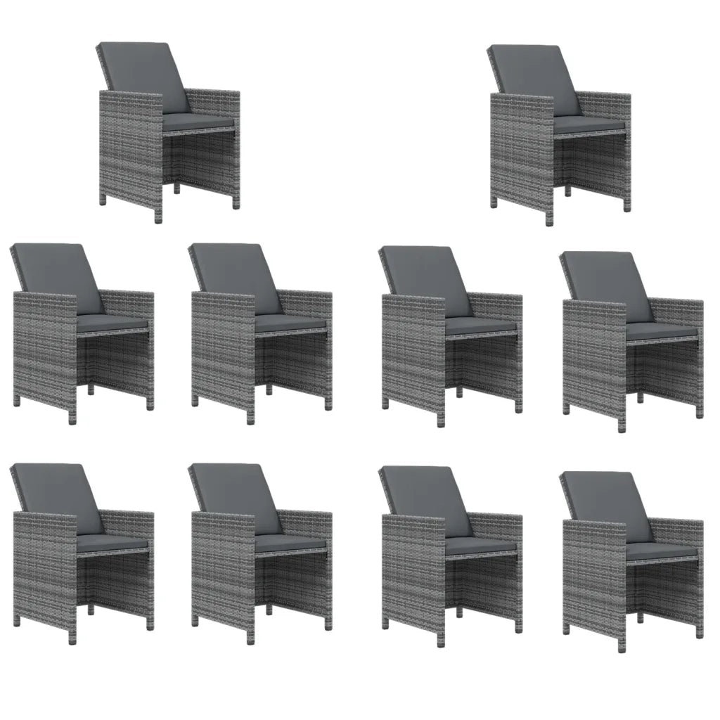 Set da Pranzo per Giardino 11pz con Cuscini Polyrattan Grigio cod mxl 36022