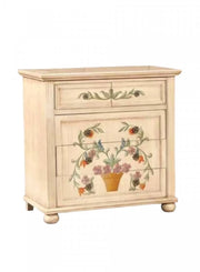ComÒ in legno avorio pennellato con decori - Mobili 2G