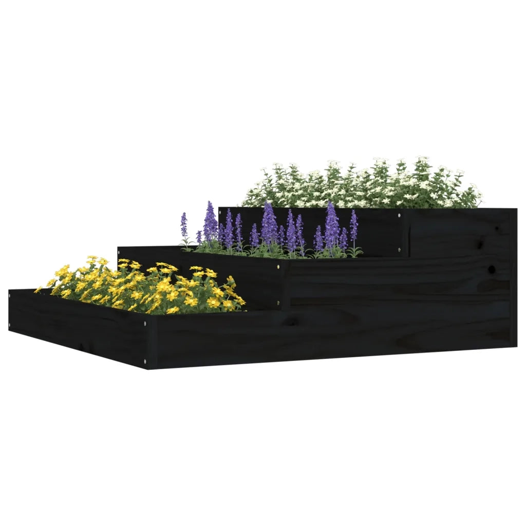 Fioriera | Cassetta per fiori | Vaso Nera 78x78x27 cm in Legno Massello di Pino