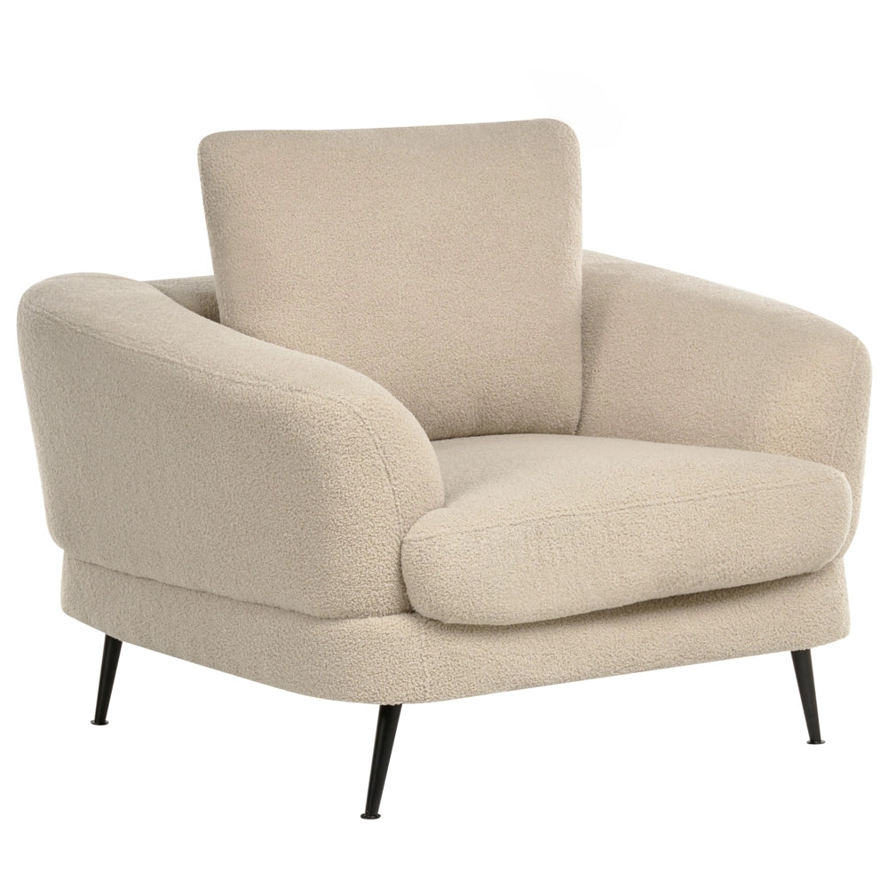 Set di divani a 3 posti Rivestimento in bouclé beige chiaro Gambe in ferro con braccioli Soggiorno in stile moderno