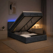 Letto Ottomano con Materasso e LED Grigio Scuro 120 x 190 cm 3457054
