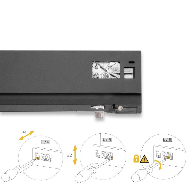Cassetto esterno Protone 30kg, guide di estrazione totale con una chiusura soft, altezza 93mm, profondità 450mm, Acciaio