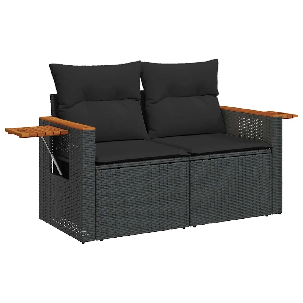 Set Divani da Giardino con Cuscini 8 pz Nero in Polyrattan 3328133