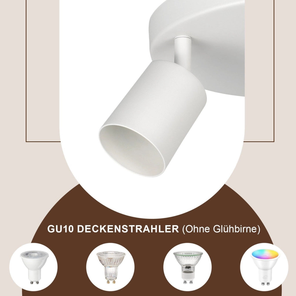 ZMH Faretto da soffitto 3 luci GU10 rotondi orientabili 350° per camera letto