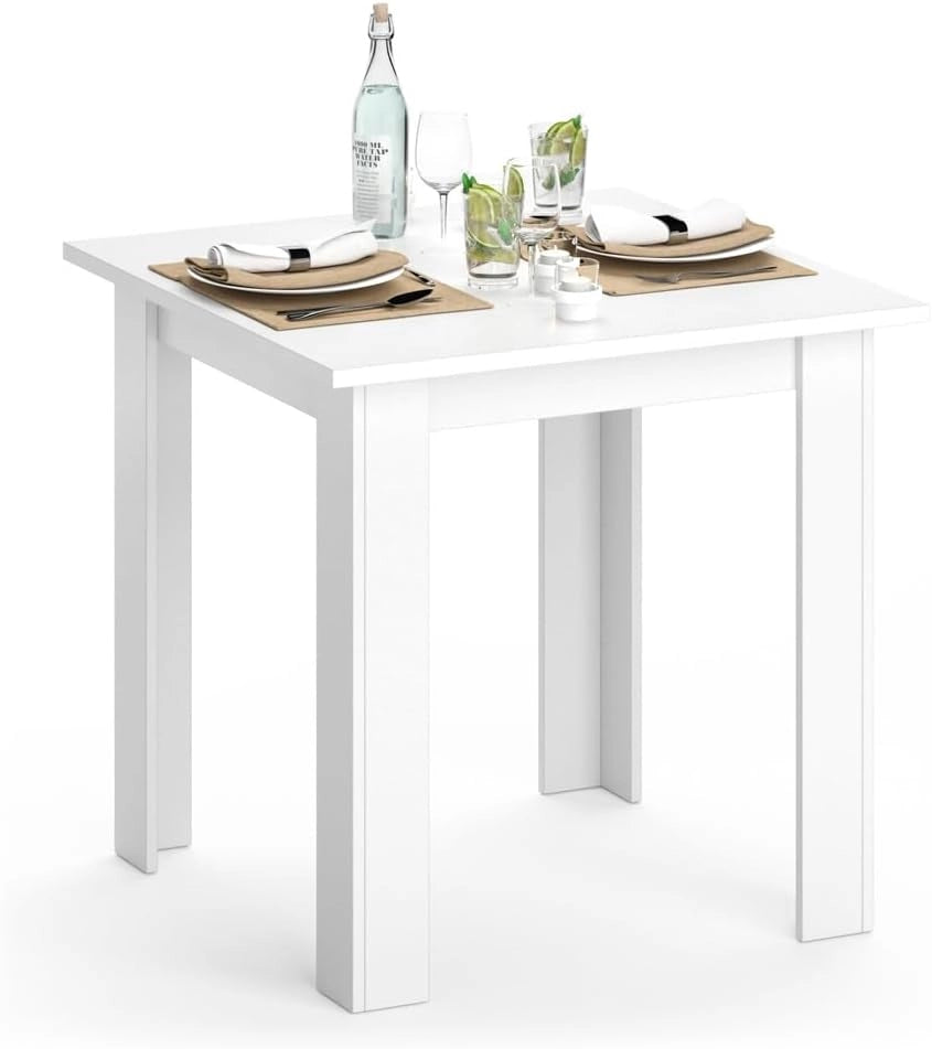 Tavolo da pranzo Karlos, Bianco, 80 x 80 cm, adatto per 2–4 persone per l'utilizzo nella zona pranzo