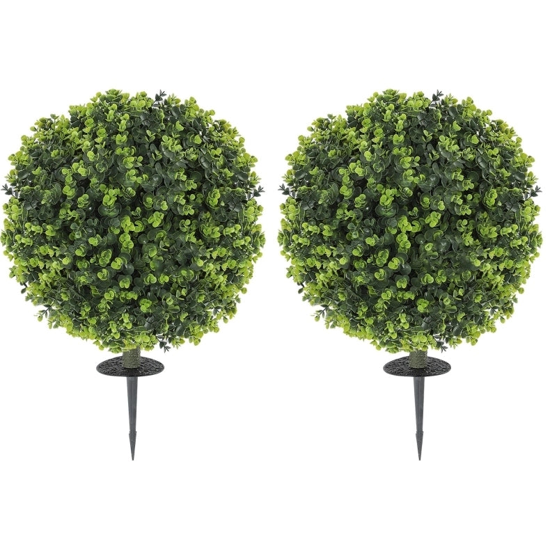 Set di 2 piante artificiali a sfera di bosso verdi