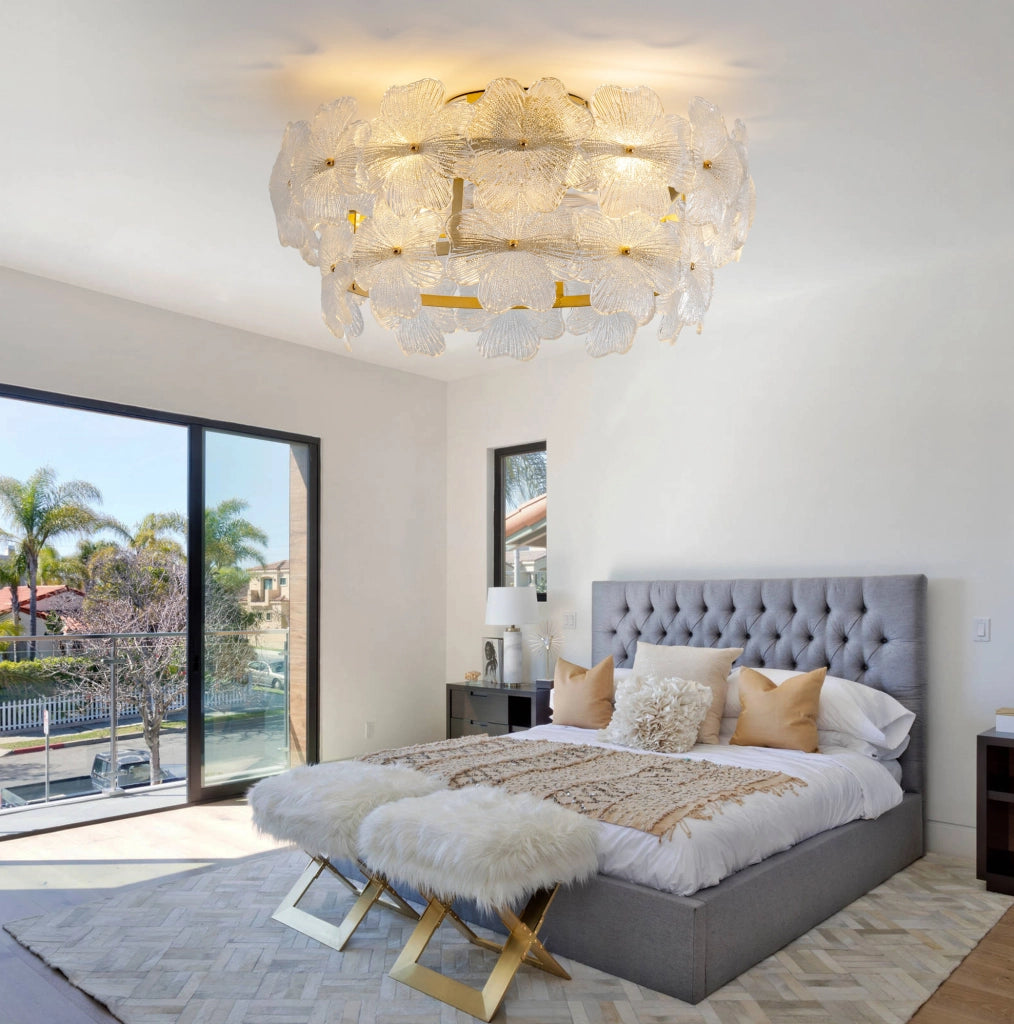 Ventilatore da soffitto a incasso con luce in vetro cristallo e 6 velocità