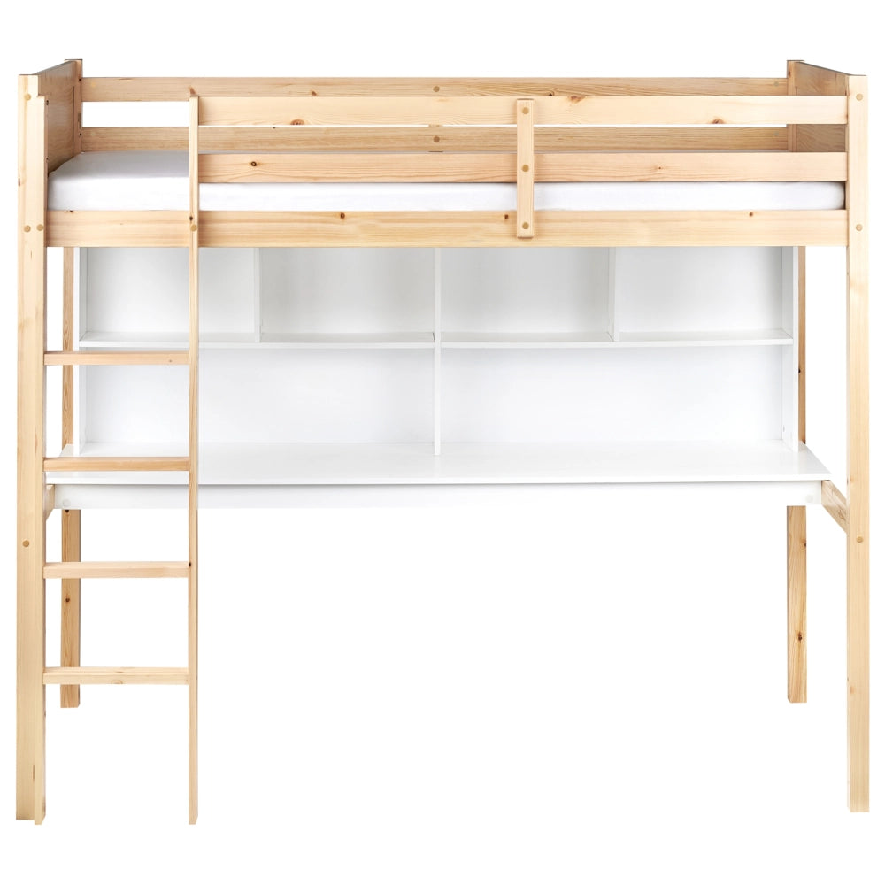 Letto alto per bambini Struttura in legno di pino chiaro con scrivania e letto a soppalco Camera dei bambini e multifunzionale