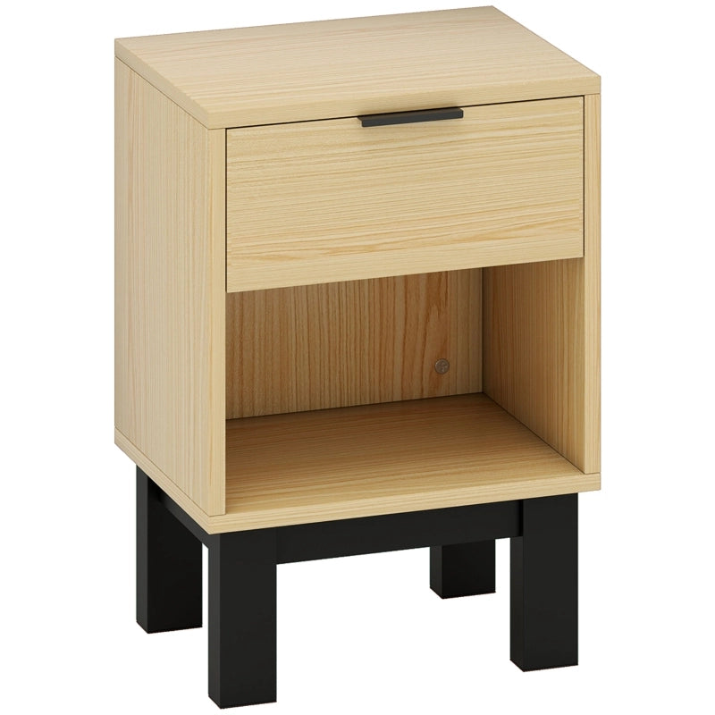 Comodino salvaspazio con cassetto e vano aperto, per camera da letto e soggiorno, in legno, rovere 35 × 26 × 50 cm