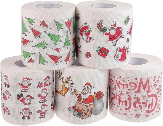Toiletpapier Premium a 5 rulli con stampa del Babbo Natale, serviette per la carta igienica divertenti per la decorazione di Natale in bagno e sulla tavola