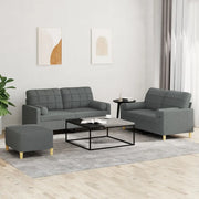 Set di Divani 3 pz con Cuscini Grigio Scuro in Tessutocod mxl 131013