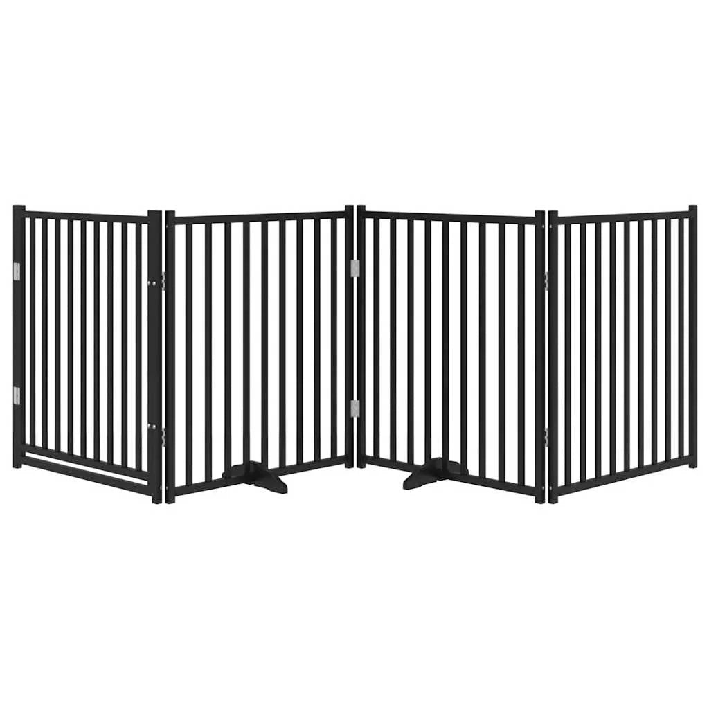 Cancelletto di sicurezza per cani con 4 pannelli in legno massello di abete nero 02_0023313