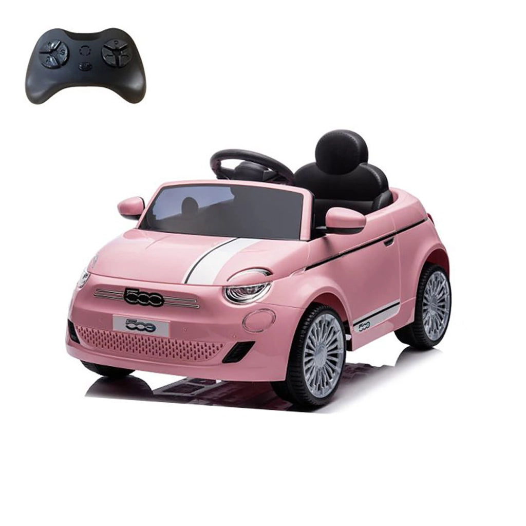 Macchina Elettrica per Bambini Fiat 500 12V 30W con Telecomando Luci e Suoni Rosa