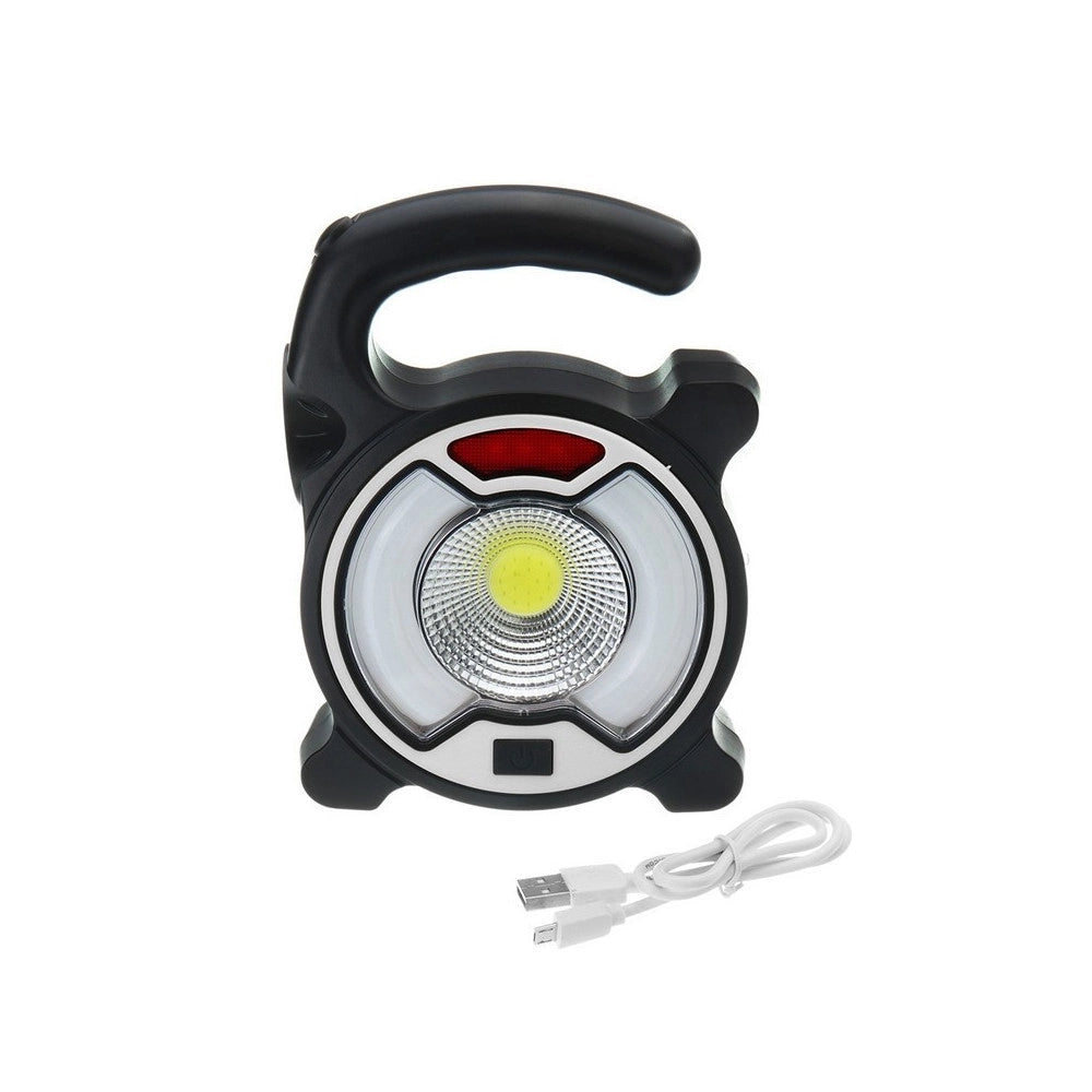 Trade Shop - Torcia Led Cob Emergenza Luce Faro Da Lavoro Ricaricabile Con Pannello Solare -