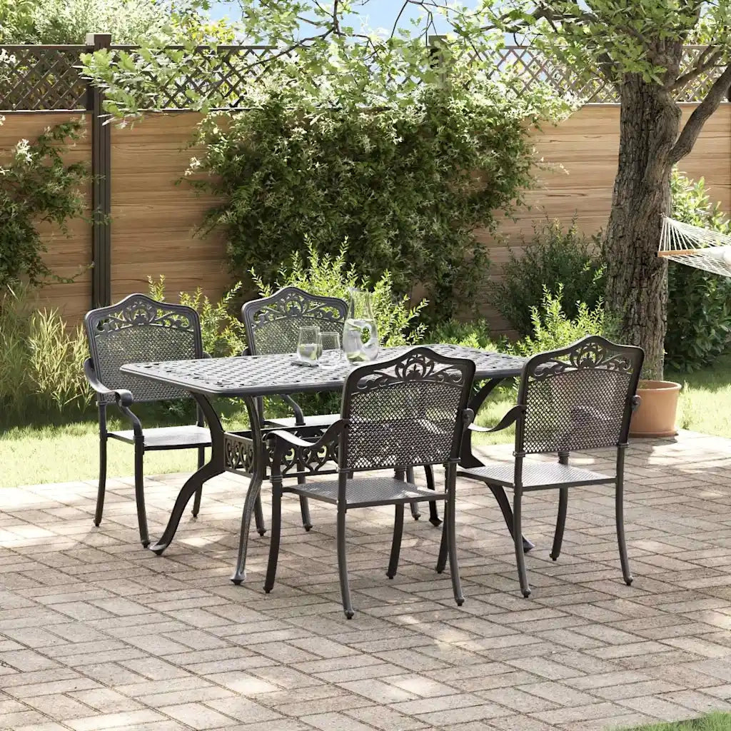 Set da Pranzo per Giardino 5 pcs Nero Alluminio 3334661