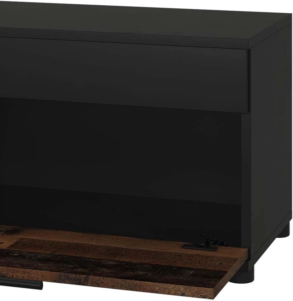 Mobile da soggiorno Berno, Nero/antico, 70.8 x 38.9 cm con porta a battente, adatto per riporre libri e raccoglitori