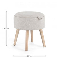 Sgabello Contenitore Ø 39x42,5 cm Zoya in Bouclè Grigio