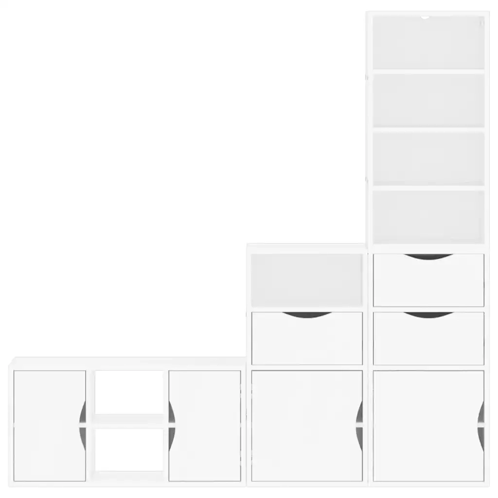 Mobile TV 4 pz con Contenitore ODDA Bianco in Legno di Pino 3365373