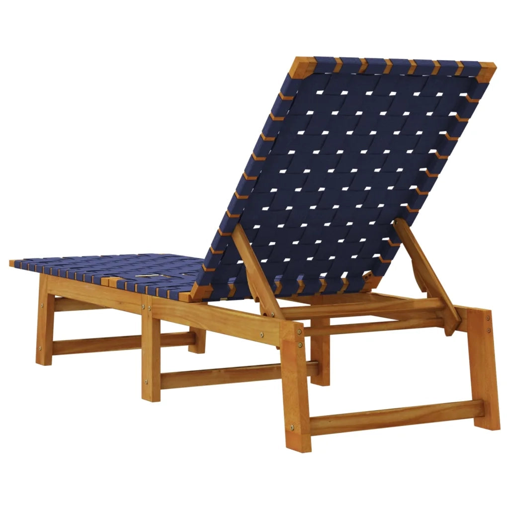 Lettini Prendisole 2 pz | Sdraio da giardino | Lettino da sole Blu Scuro Legno Massello Acacia Tessuto