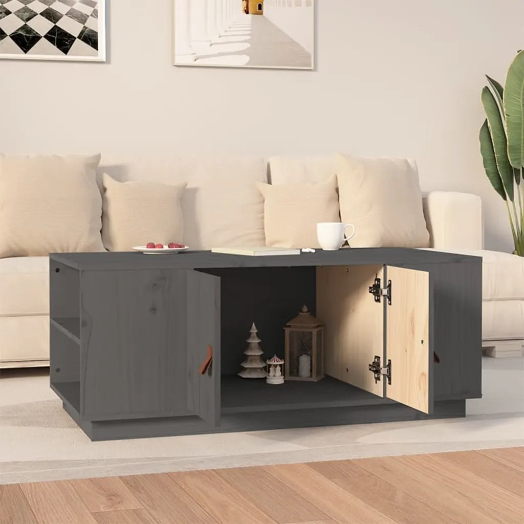 Tavolino da Salotto Grigio 100x50x41 cm Legno Massello di Pino cod mxl 26079