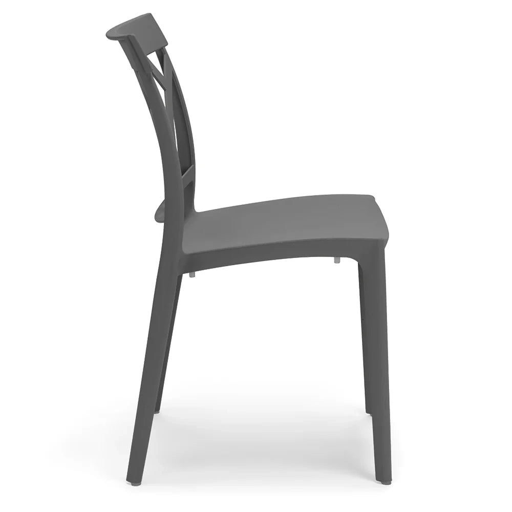 Set 2 sedie in polipropilene QUEEN, 100% MADE IN ITALY, impilabile, resistente ai raggi UV, design moderno, ideale per sala da pranzo, cucina, bar, ristoranti o giardino, colore Grigio