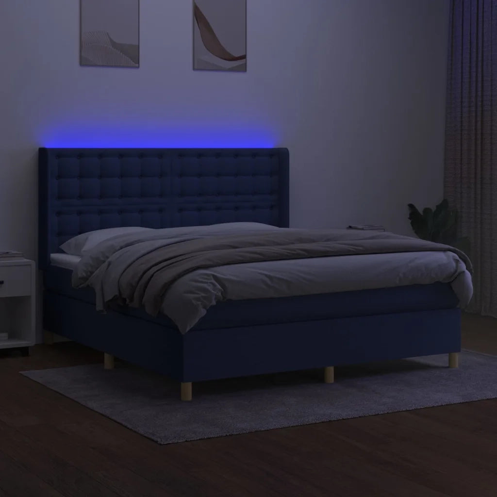 Letto a Molle con Materasso e LED Blu 180x200 cm in Tessuto 3139219