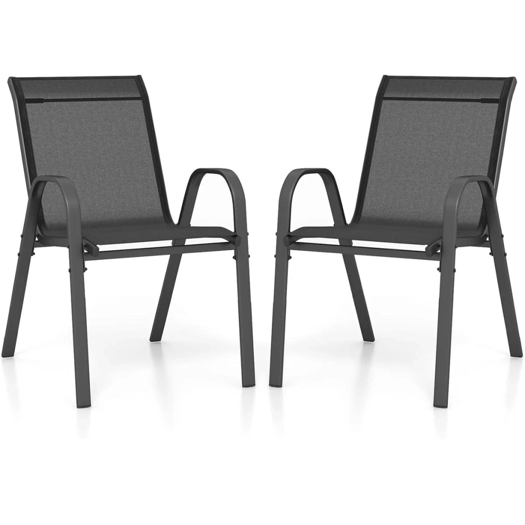 Set di 4 sedie da giardino impilabili 70 x 56 x 84 cm seduta ergonomica e confortevole design moderno acciaio nero 20_0012593