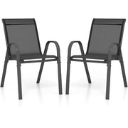 Set di 4 sedie da giardino impilabili 70 x 56 x 84 cm seduta ergonomica e confortevole design moderno acciaio nero 20_0012593