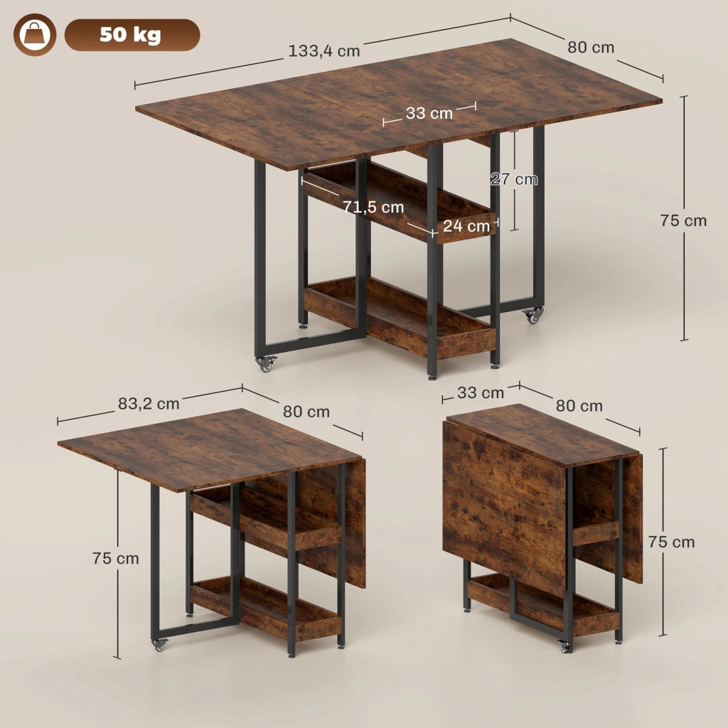 Tavolo da pranzo pieghevole salvaspazio ¨C Xylo ¨C design industriale metallo marrone 4 persone