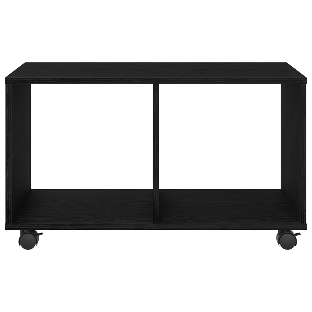 Tavolino con Ruote Rovere Nero 72x33x42,5 cm Legno Ingegnerizzato