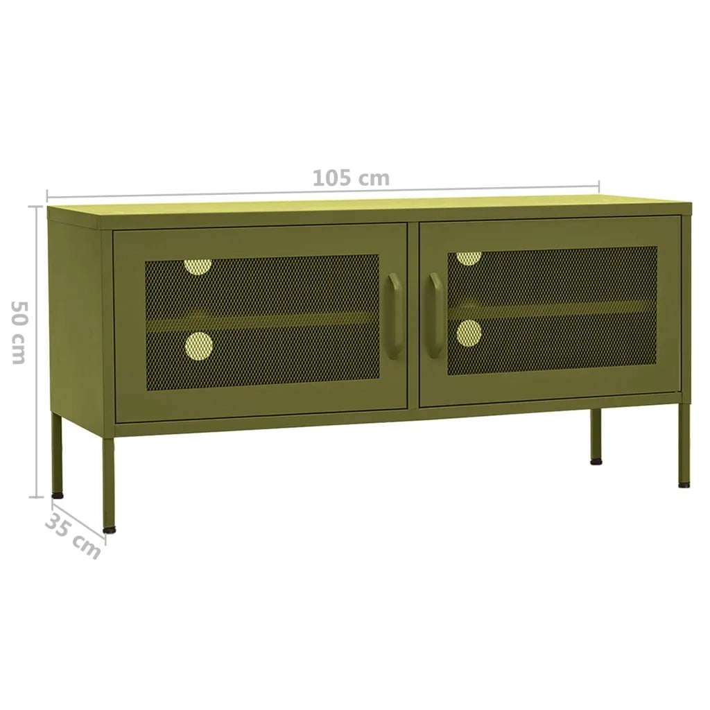 Mobile TV Verde Oliva 105x35x50 cm in Acciaio 336234