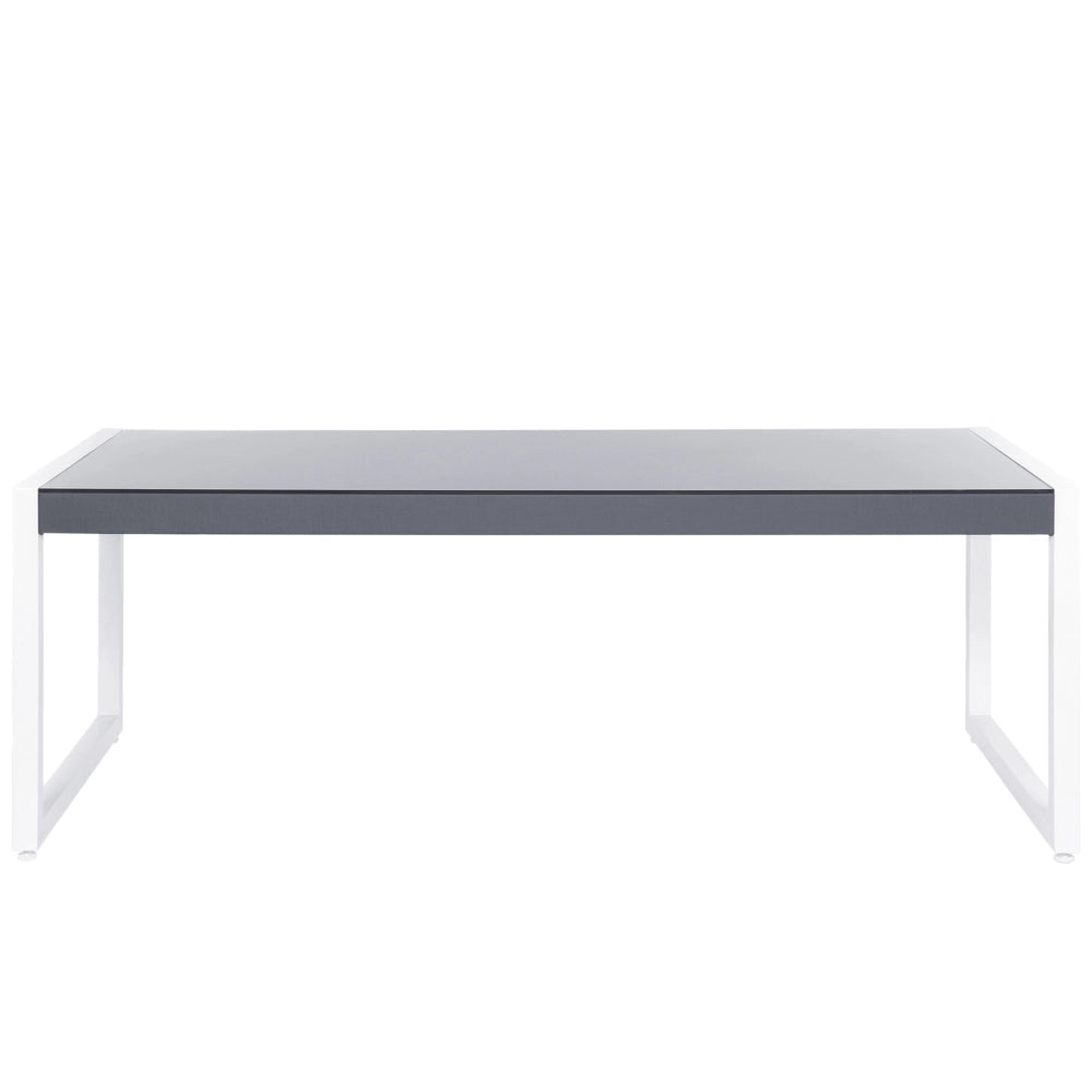 Set da pranzo da giardino Piano in vetro grigio 202 x 90 cm Struttura in alluminio a 6 posti con imbottiture per cuscino del sedile