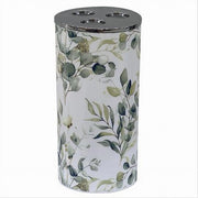 Trade Shop - Bicchiere Porta Spazzolino 3 Fori Fiori Foglie Accessorio Arredo Da Bagno 87055 -