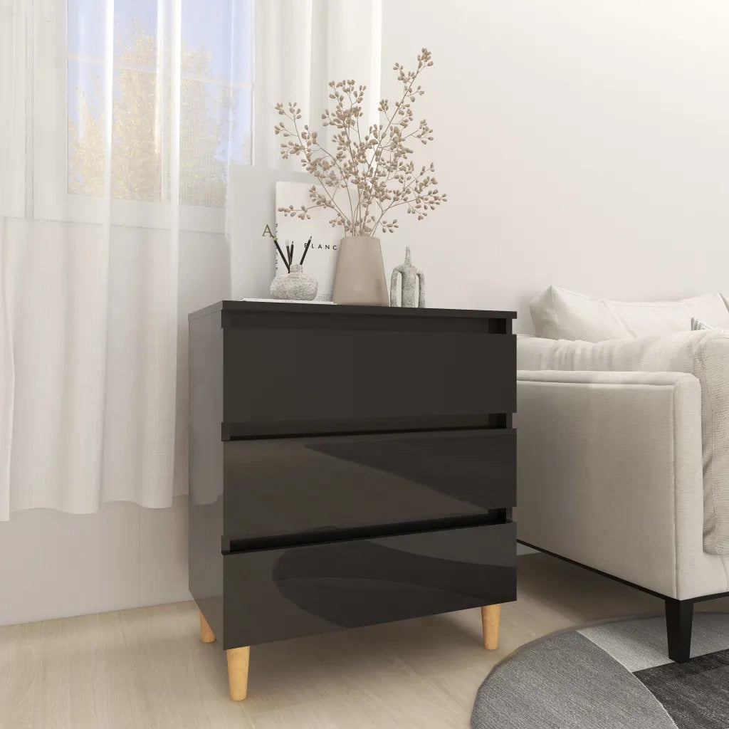 Credenza Nero Lucido 60x35x69 cm in Legno Multistrato 806092